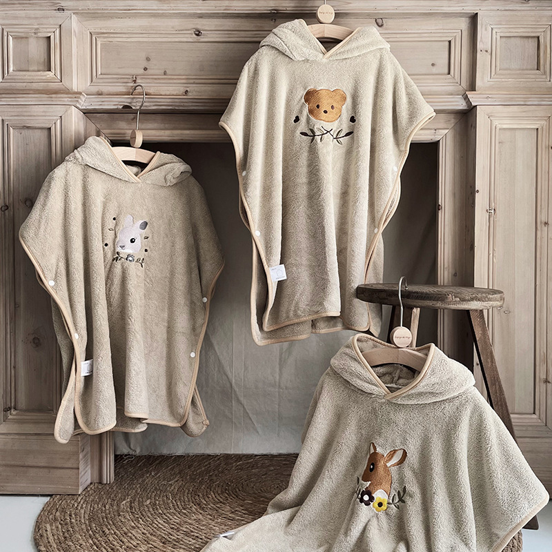 Hooded Bath Towel - Capas de lana Coral para niños,