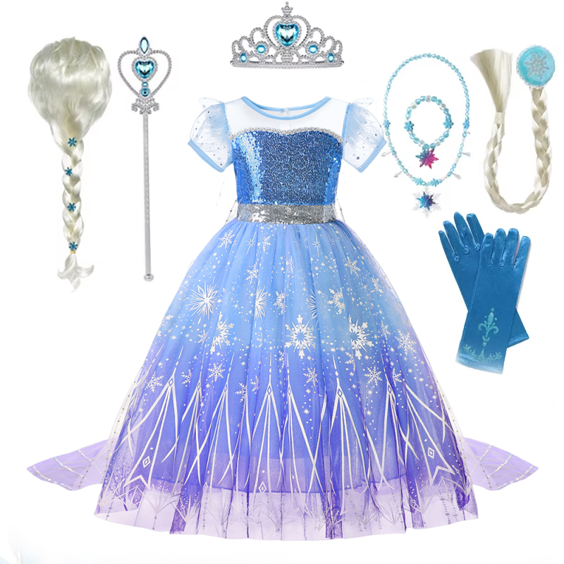 Baby Q Clothing - Vestidos de niña Elsa, disfraz de